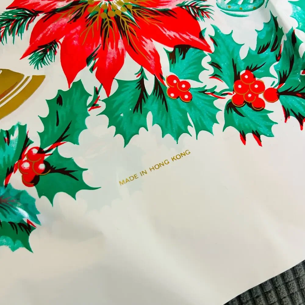 NEW Vintage Kitchenettes 1984 Plastic Christmas Tablecloth Rectangle 52”x72”